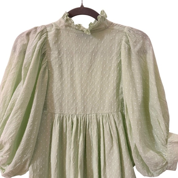 Never A Wallflower High Neck Mini Dress in Mint Swiss Dot Green Size XS - Picture 10 of 12